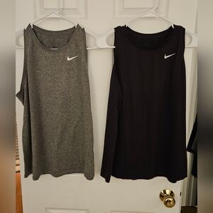 Womens Nike Black and Gray Dri-fit Tanks